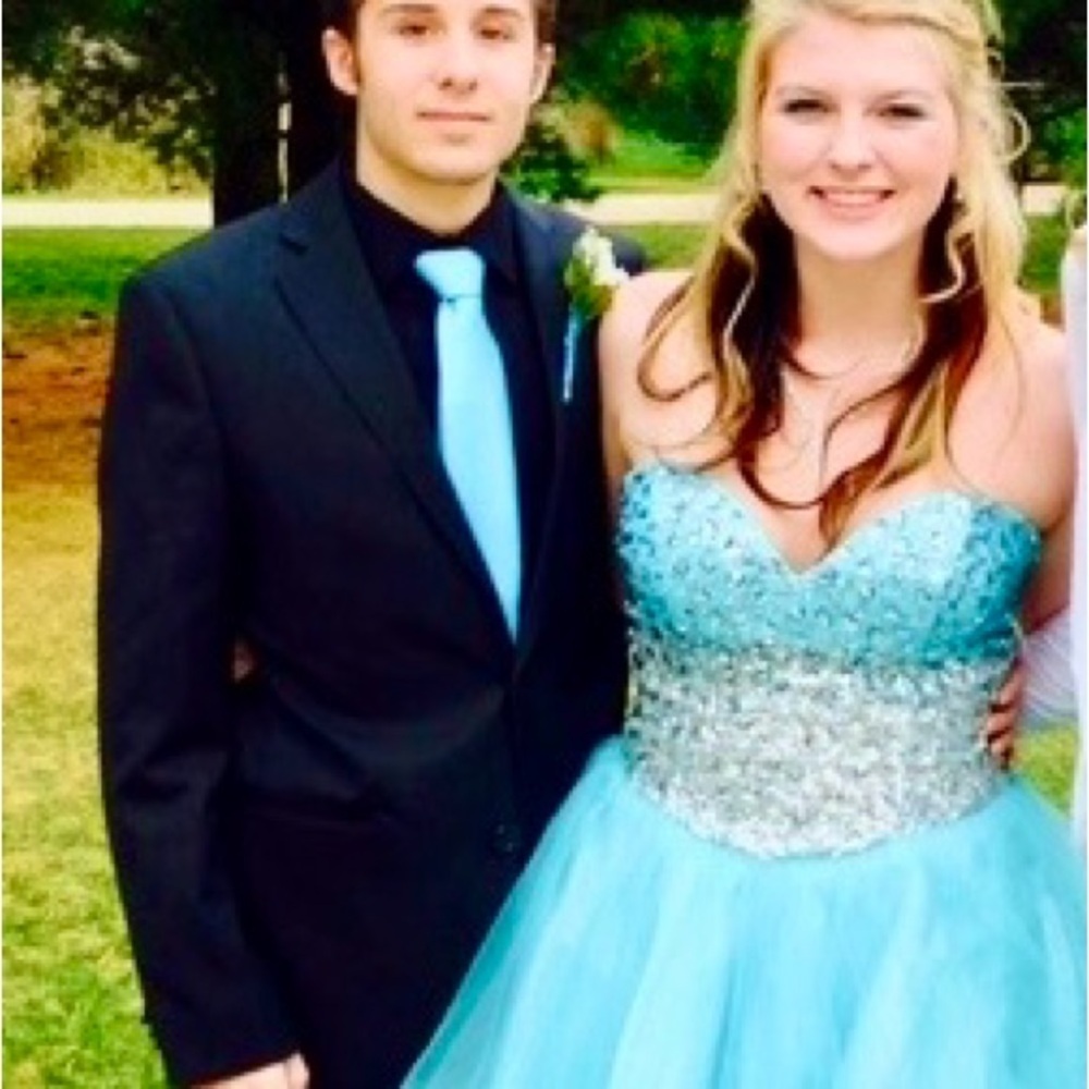 Alyce Paris Blue and Silver Prom Dress